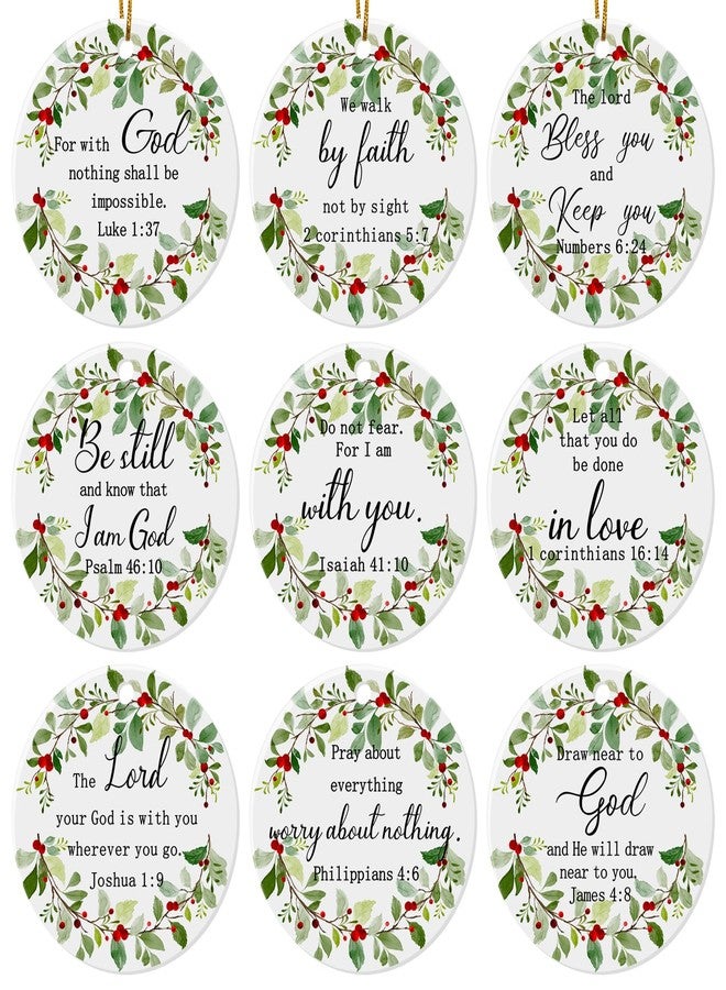 Hedeey 9 Pcs Christian Christmas Ornaments - Jesus, Bible Verse, Religious Ceramic Ornaments for Christmas Tree Home Decor Gifts - Image 1